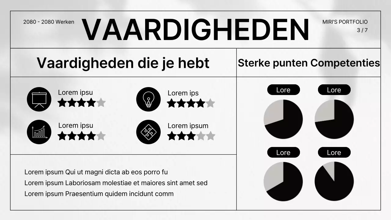Een eenvoudige CV-portfolio in grijs en zwart
