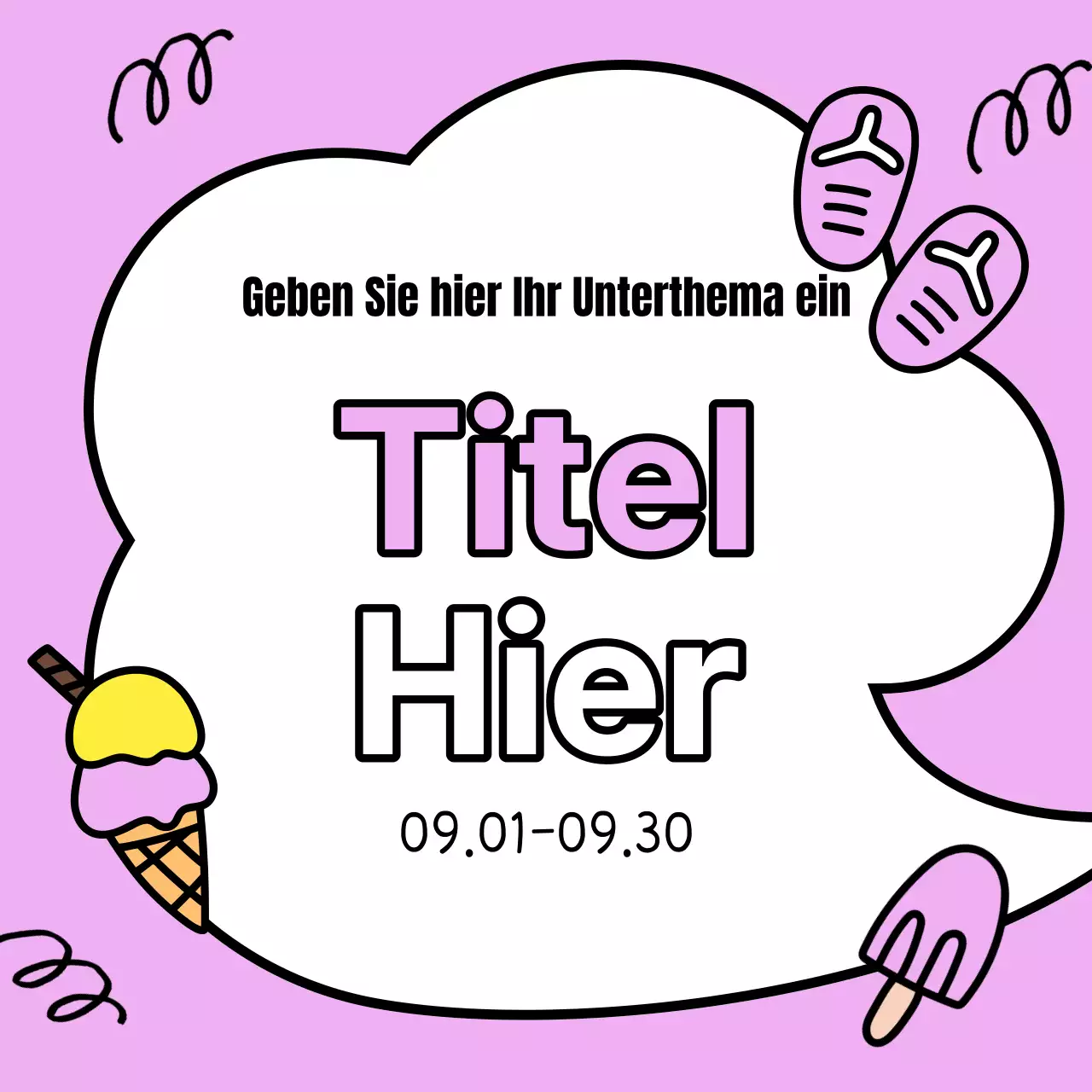 Eine hübsche Sommer-Event-Anzeige in Gelb und Hellblau