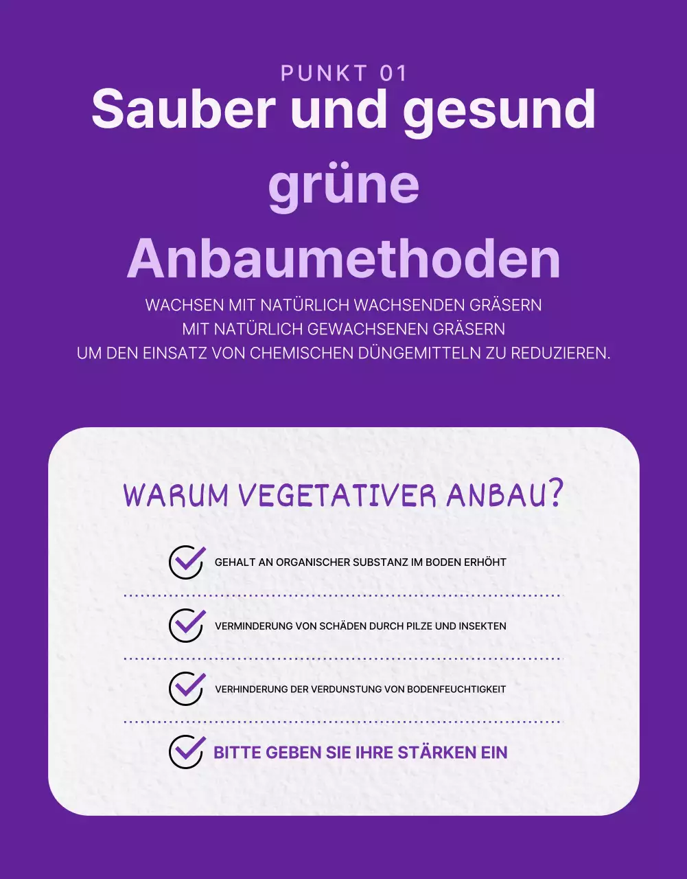 Förderung einfacher, saisonaler Obsttrauben in Lila und Mauve