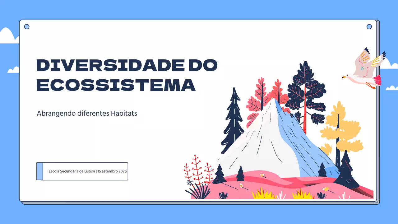 Biodiversidade tropical em recursos educativos azuis e cor-de-rosa