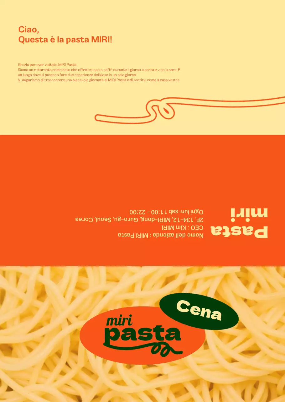 A proposito del menu di pasta chic in arancione e avorio