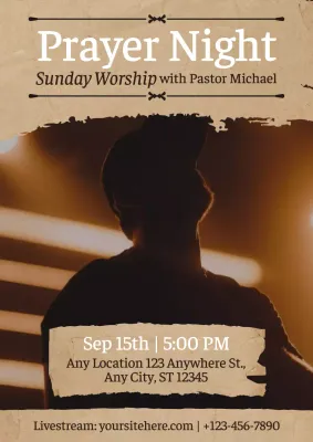 Beige Rustic Prayer Announcement Poster