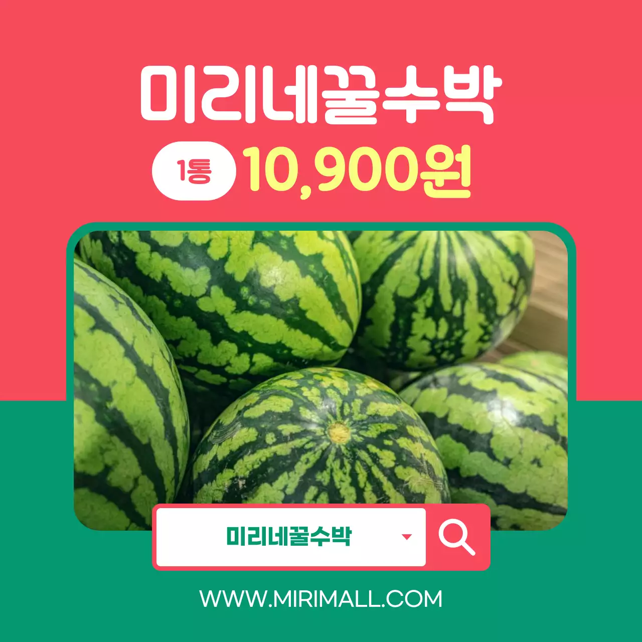 빨강과 초록의 단순한 수박 판매 홍보