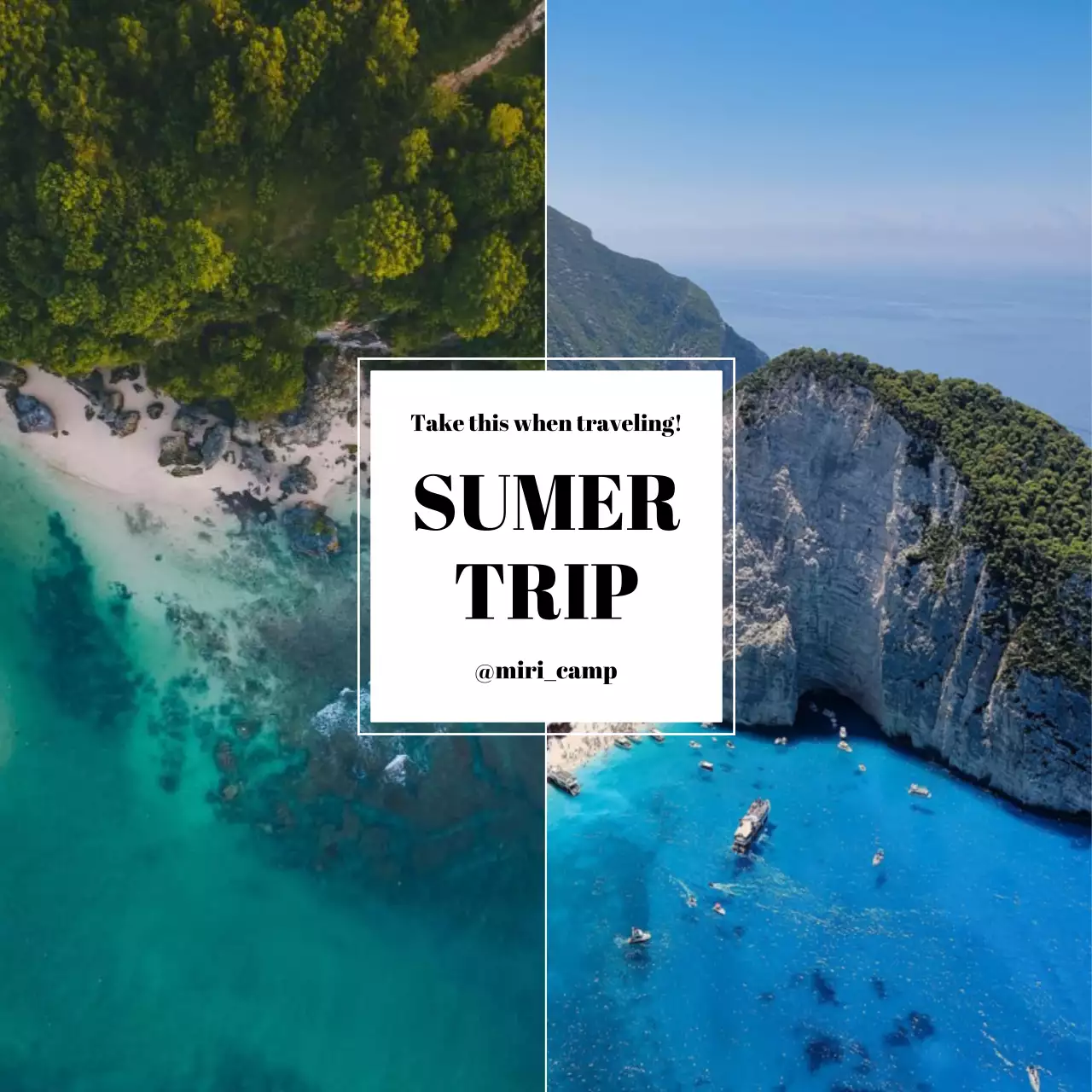 Blue Tropical Travel Promotion Social Media Post