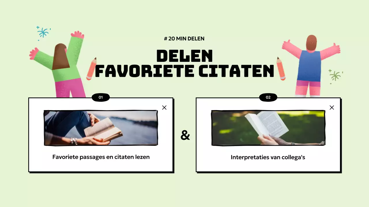 Eenvoudige boekenclubpresentatie in lichtblauw en geel