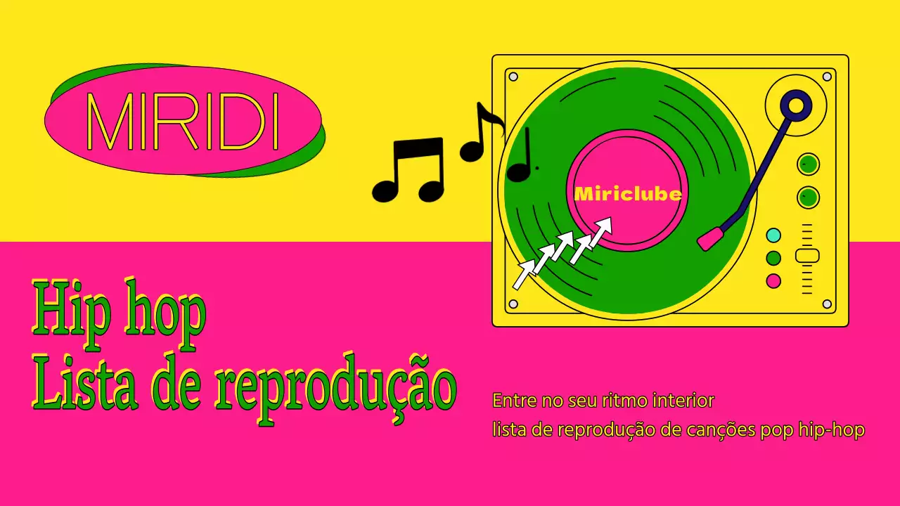 Capa para lista de reprodução de música hip-hop em amarelo e rosa choque