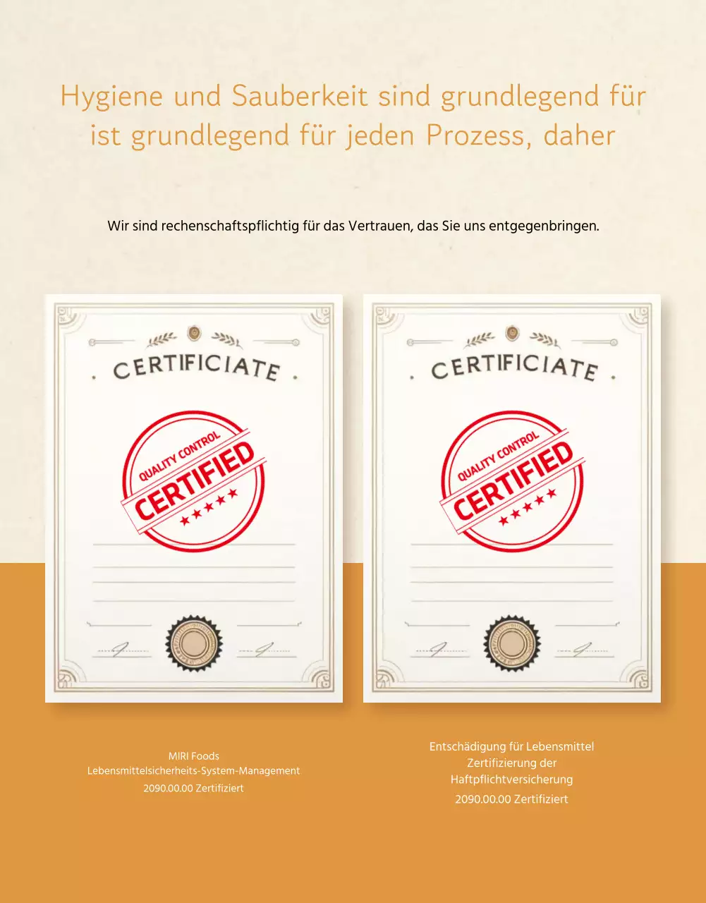 Werbung für ein Geschäft mit traditionellen Beilagen in Beige und Orange