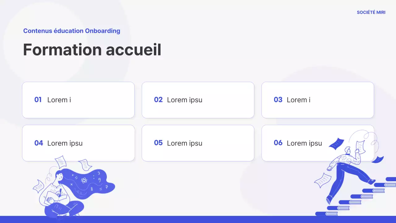 Formation d'accueil simple en bleu