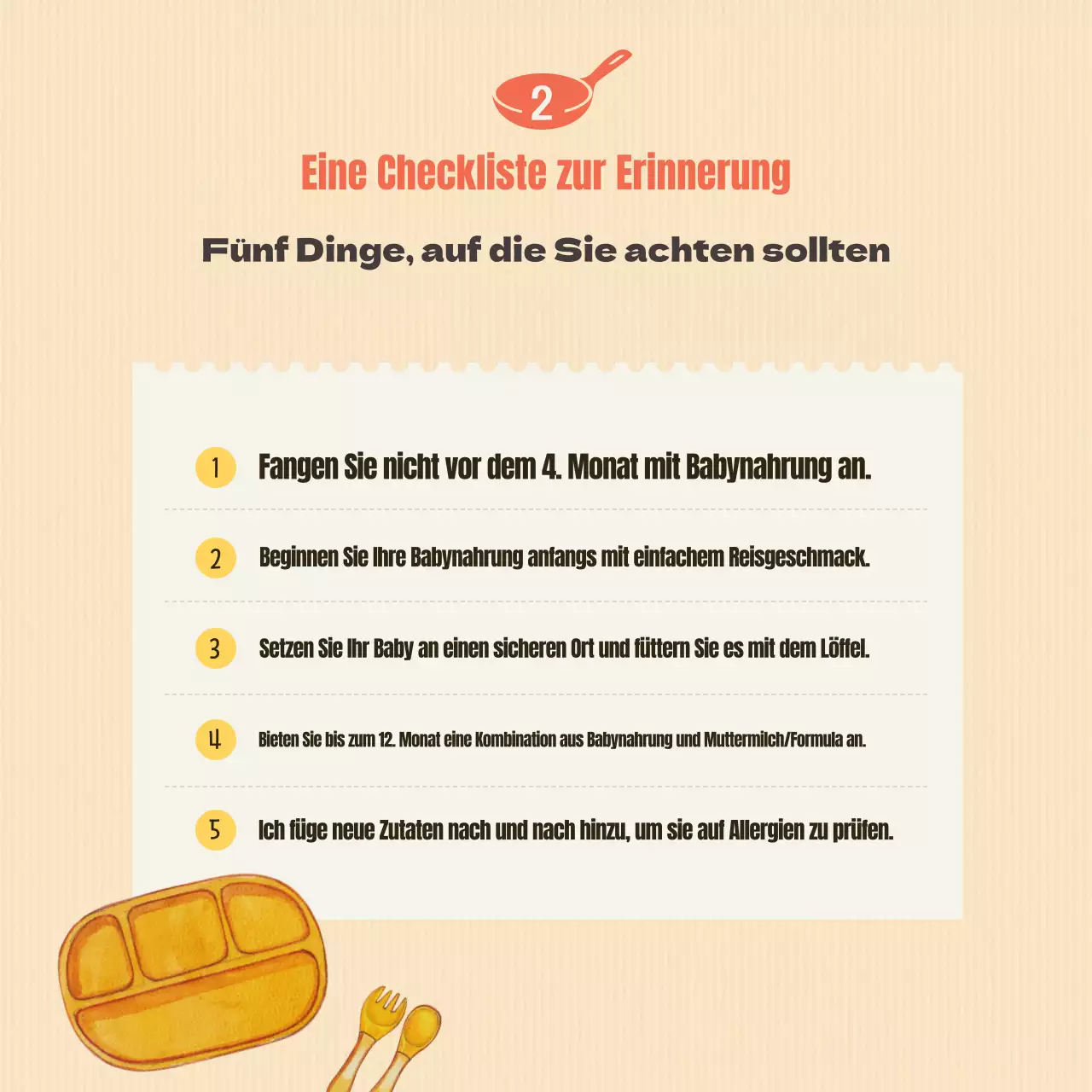 Über diese niedliche orange-elfenbeinfarbene Babynahrung