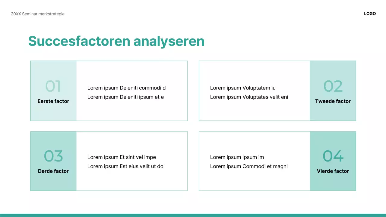 Een moderne groen-witte presentatie voor het delen van merkcases