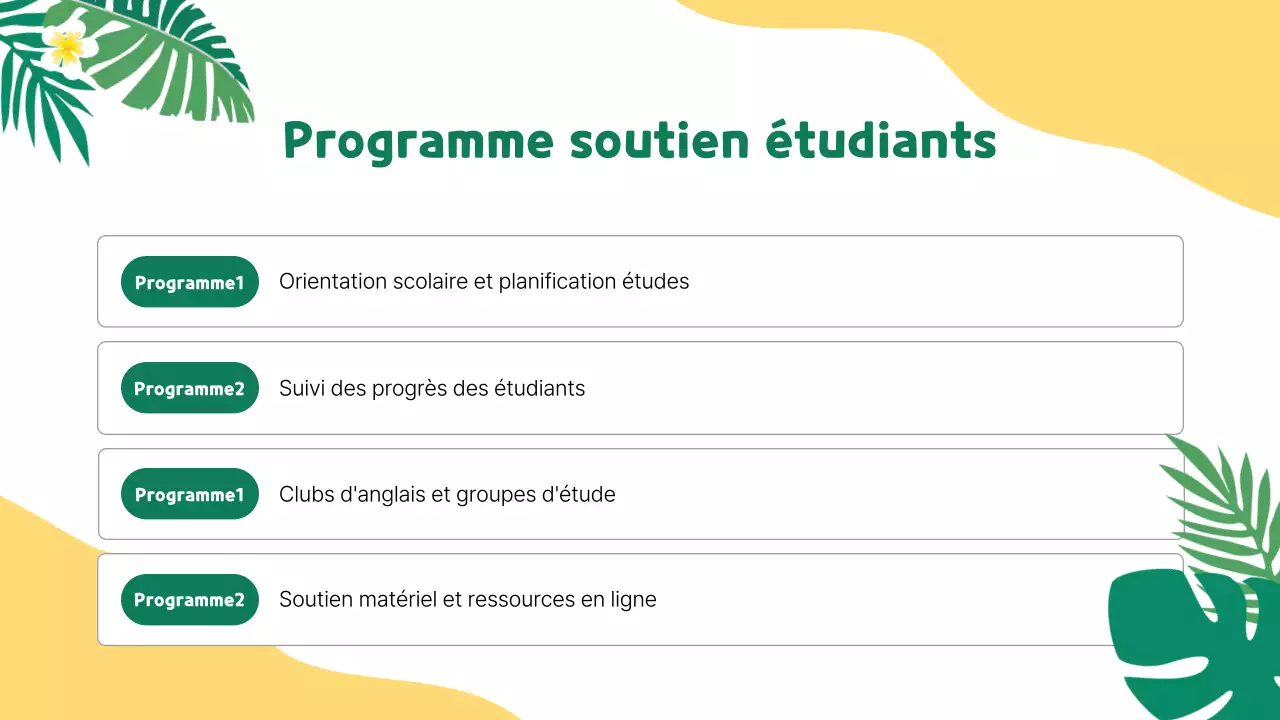 Promouvoir les vacances scolaires spéciales jaunes et vertes