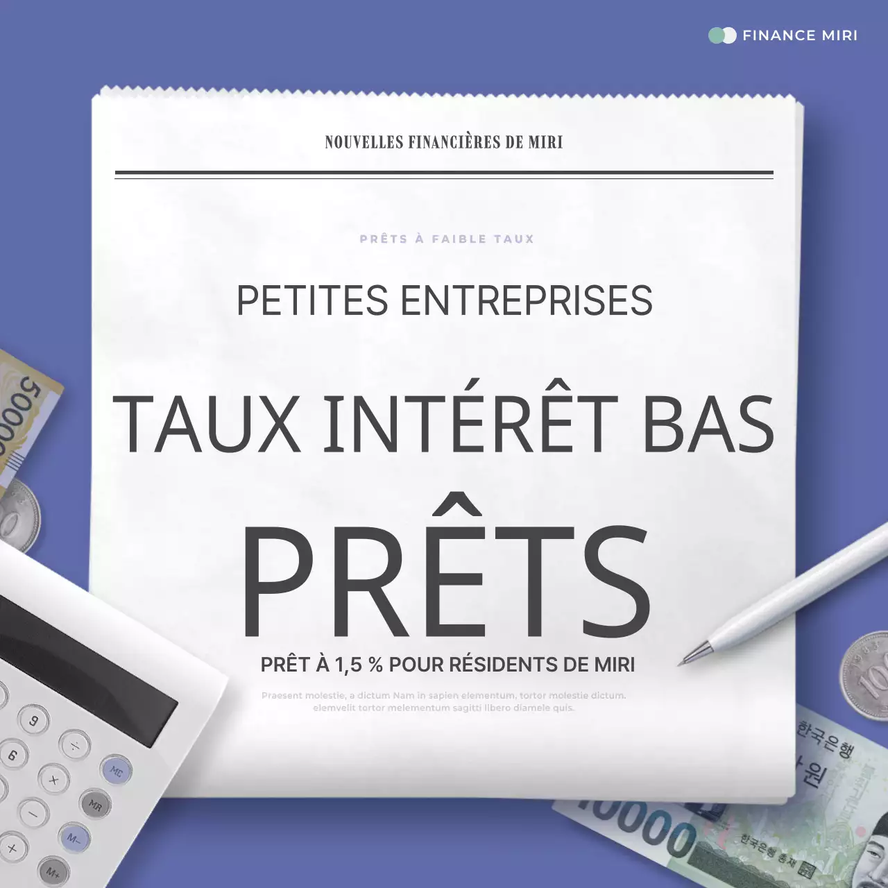 A propos des prêts simples à faible taux d'intérêt en bleu et menthe