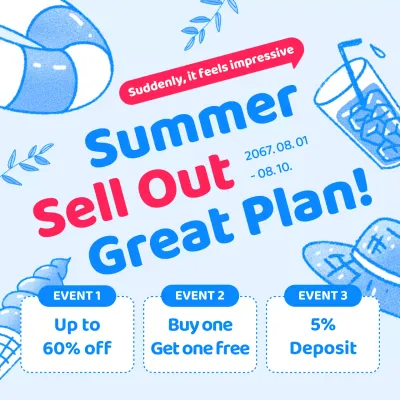 Promote on-trend summer deals in blue and hot pink