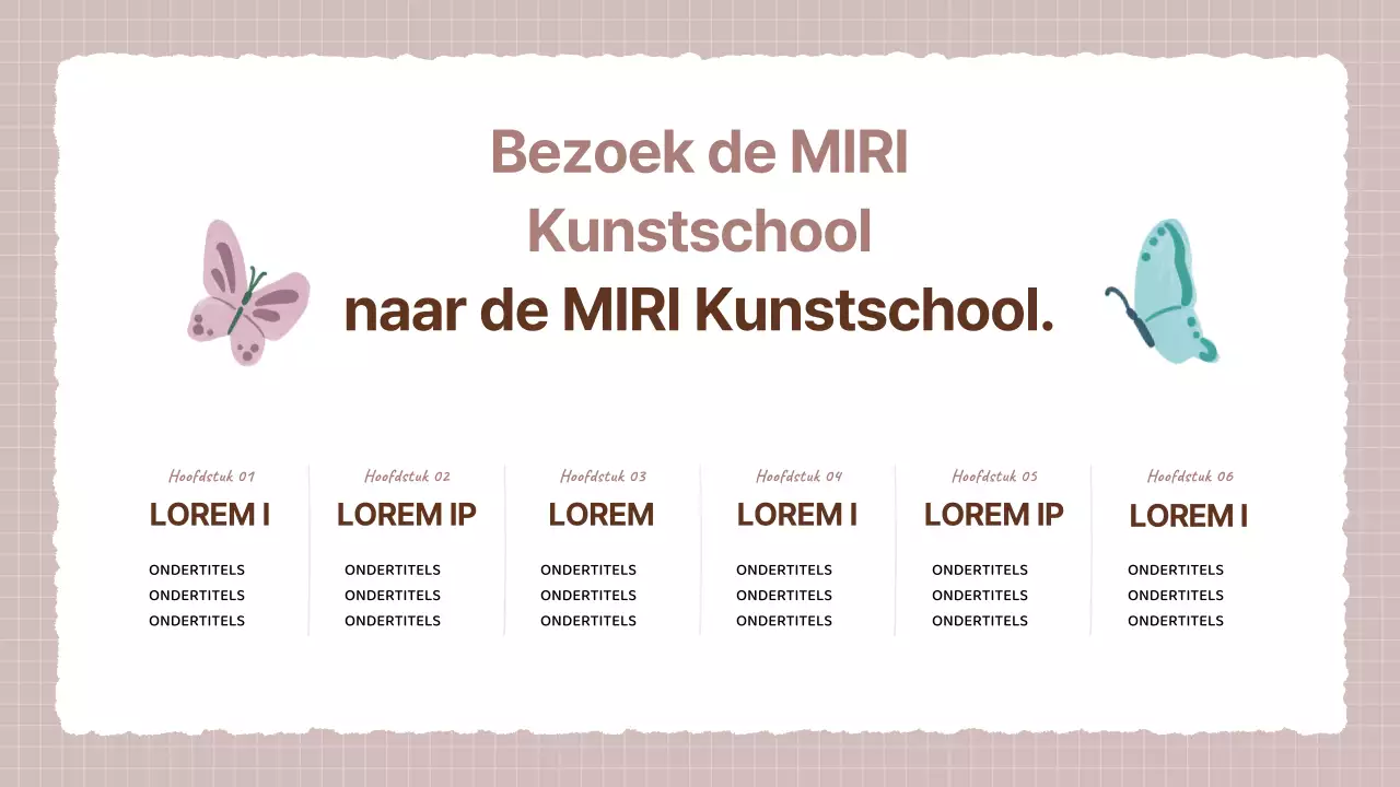 Een gezellig beige en bruin kunstschoolprospectus