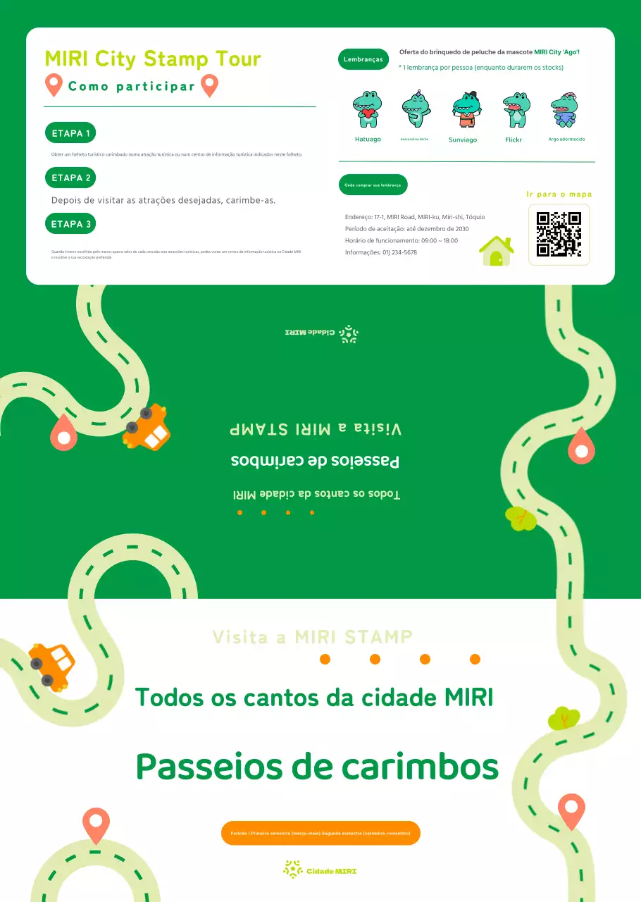 Folheto de visita guiada com carimbo da cidade