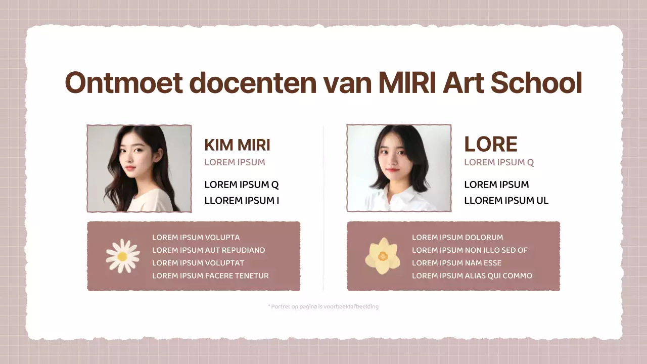 Een gezellig beige en bruin kunstschoolprospectus