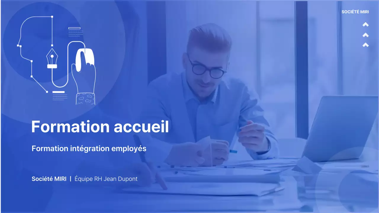 Formation d'accueil simple en bleu