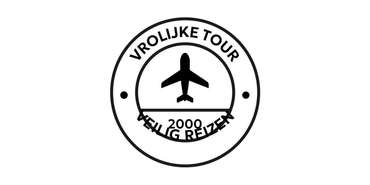 Eenvoudig reisreclamelogo in de vorm van een postzegel