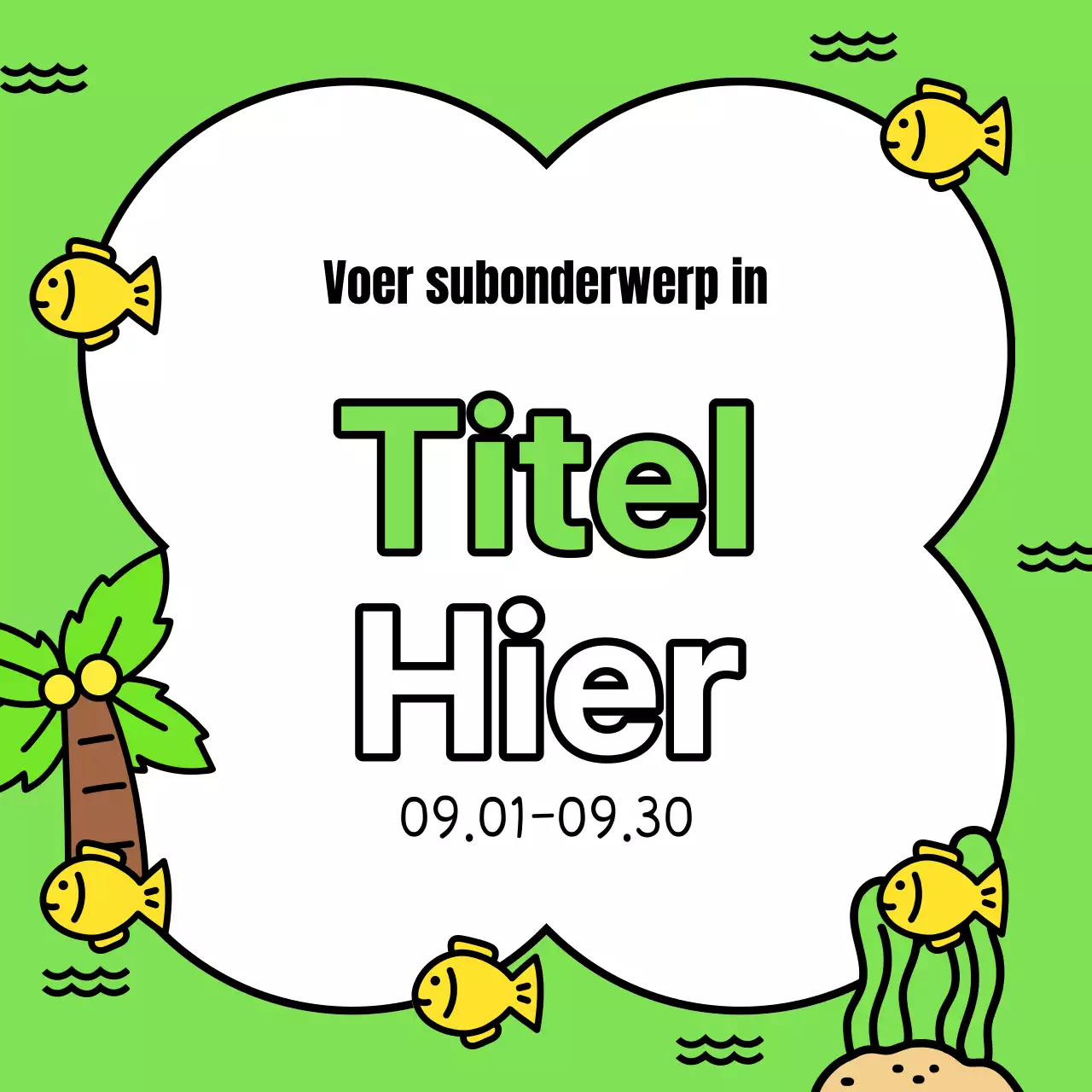 Een mooie zomerse evenementadvertentie in geel en lichtblauw