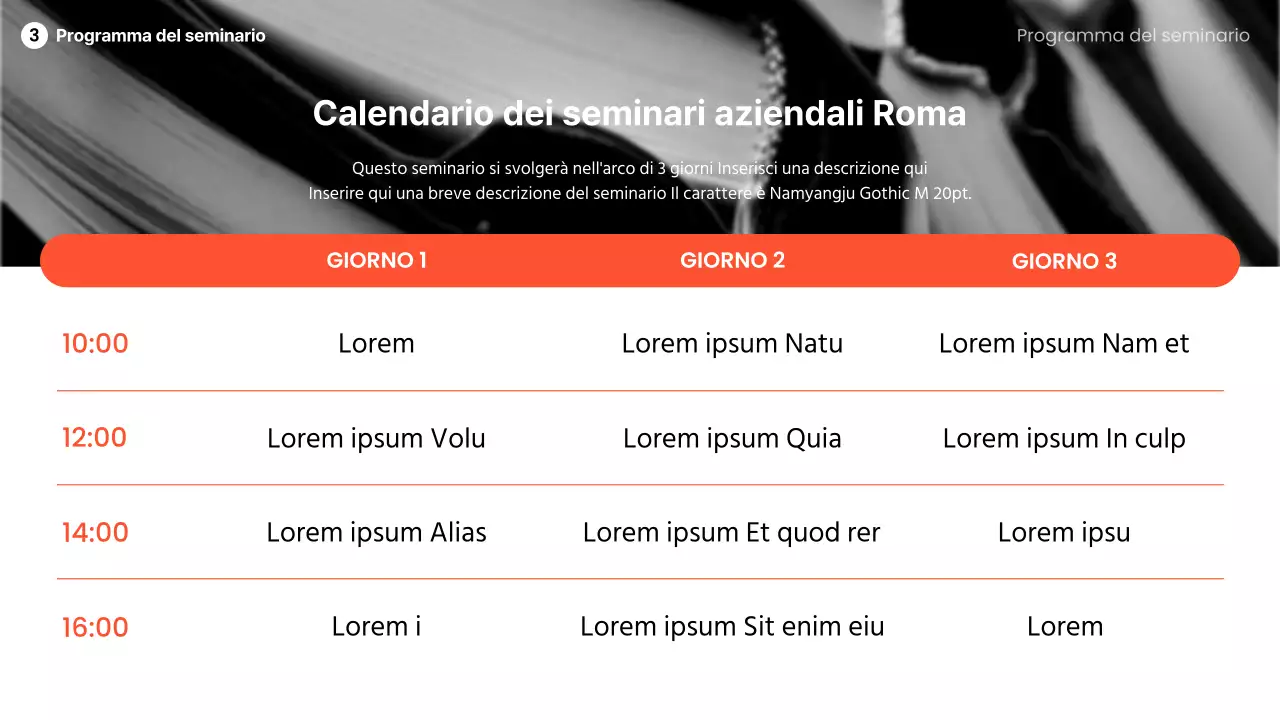 Moderno talk deck per altoparlanti in arancione e in bianco e nero