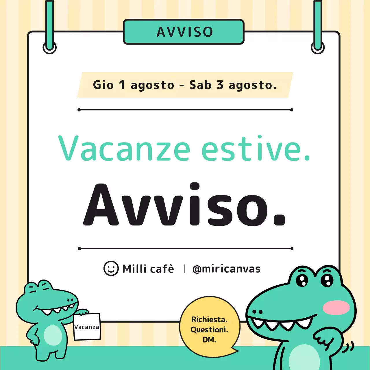 Bellissimo avviso di vacanza estiva in giallo e verde.