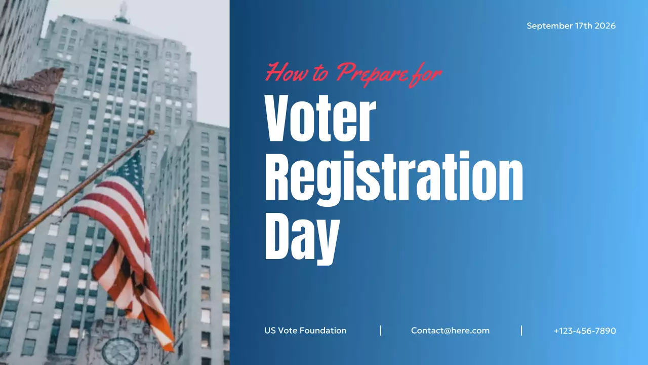 Blue Modern Voter Registration Guide Presentation