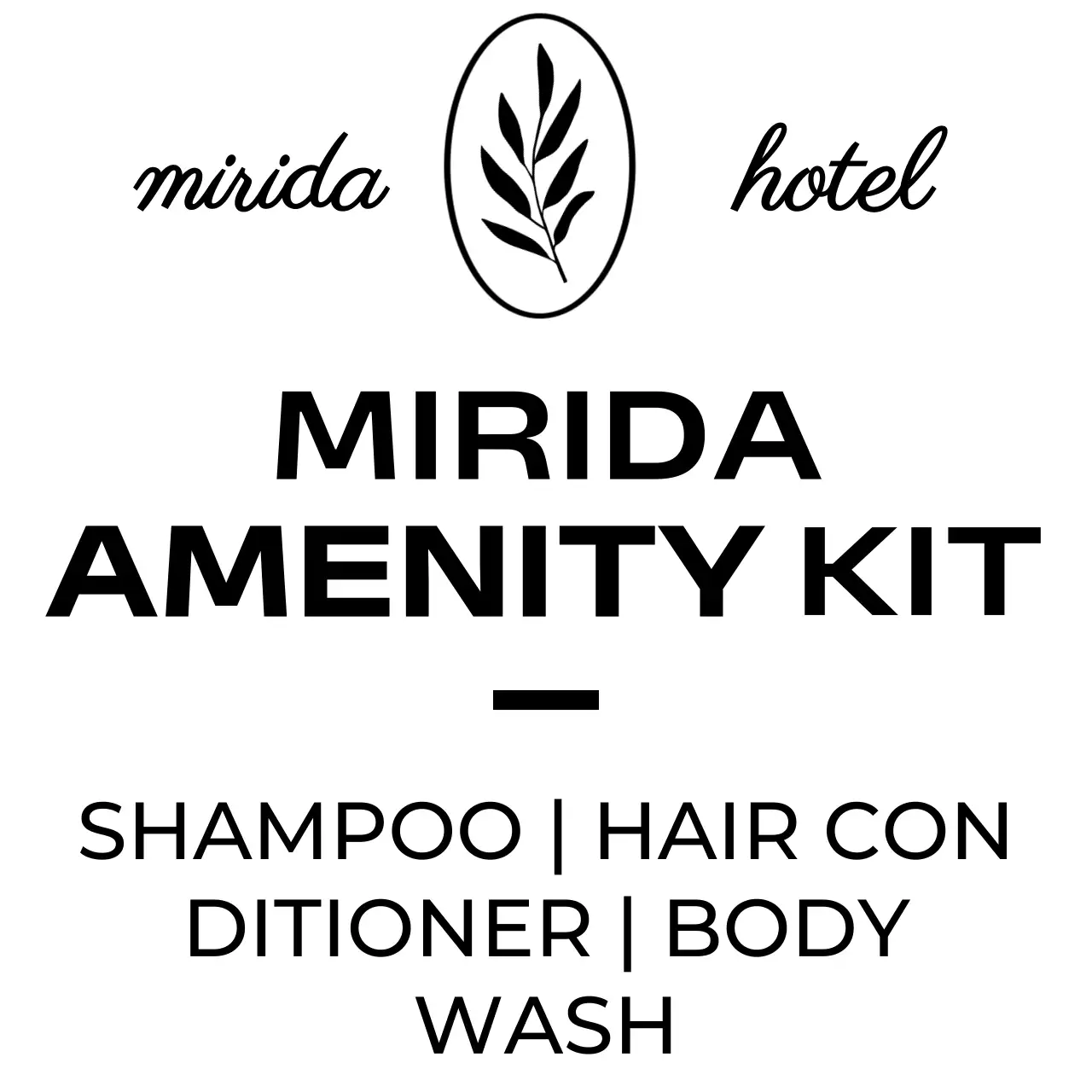 Classy amenity logo with cursive and plant drawings