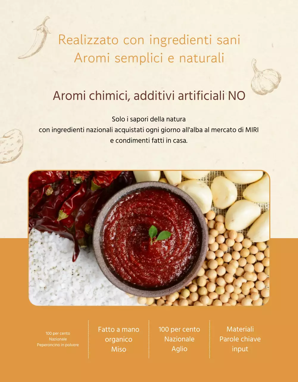 Promuovere un negozio di contorni dall'aspetto tradizionale in beige e arancione