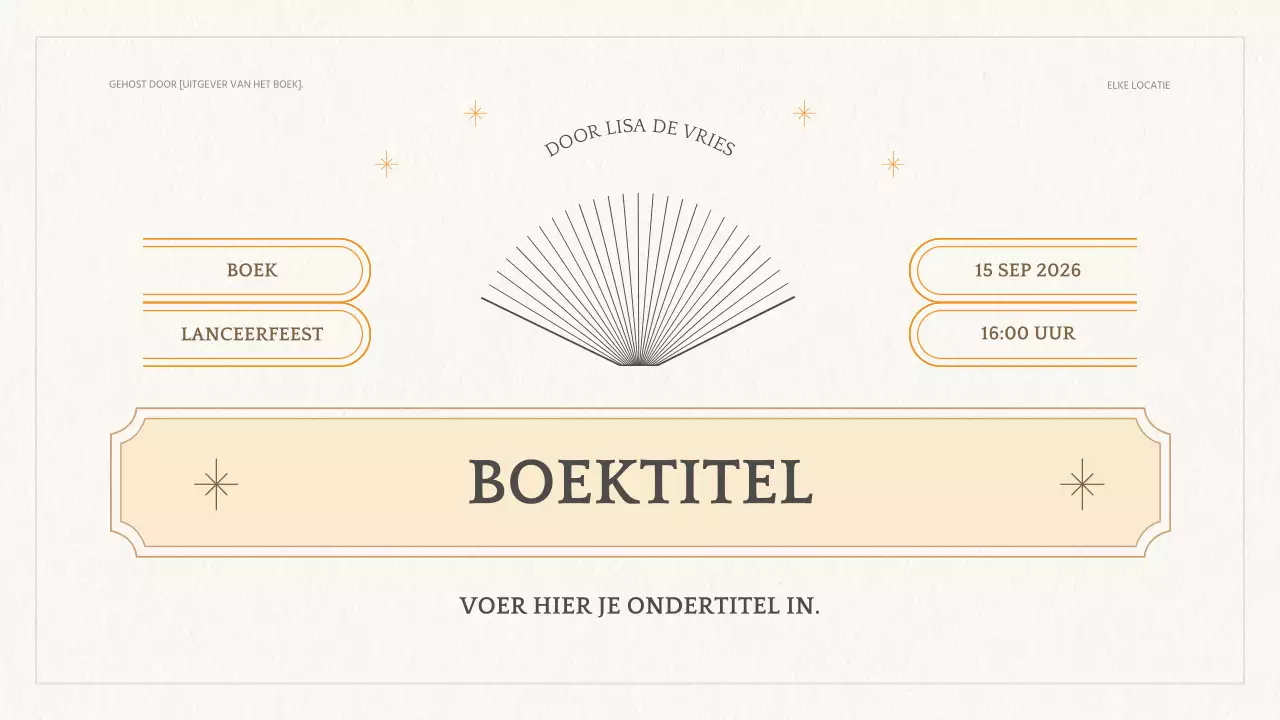 Boekpresentatie van nieuw geometrisch boek in geel en ivoor