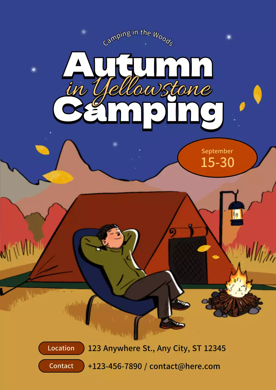 Blue Rustic Camping Event Poster