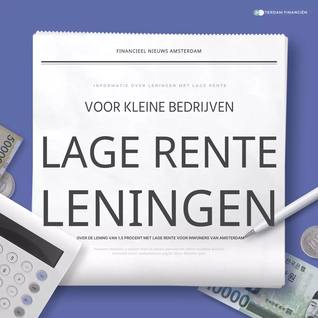 Over eenvoudige leningen met lage rente in blauw en mint
