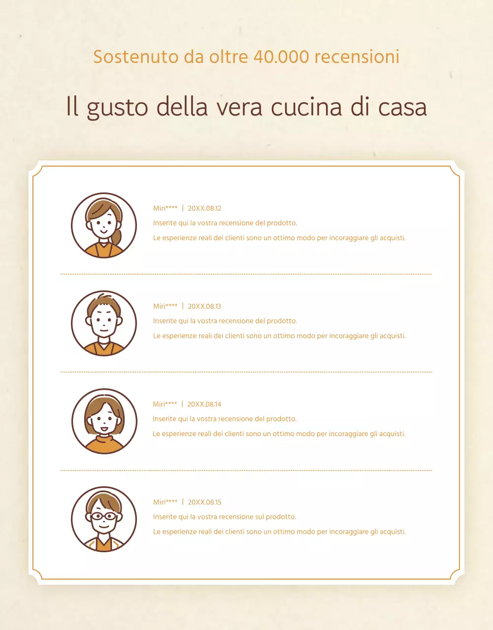 Promuovere un negozio di contorni dall'aspetto tradizionale in beige e arancione
