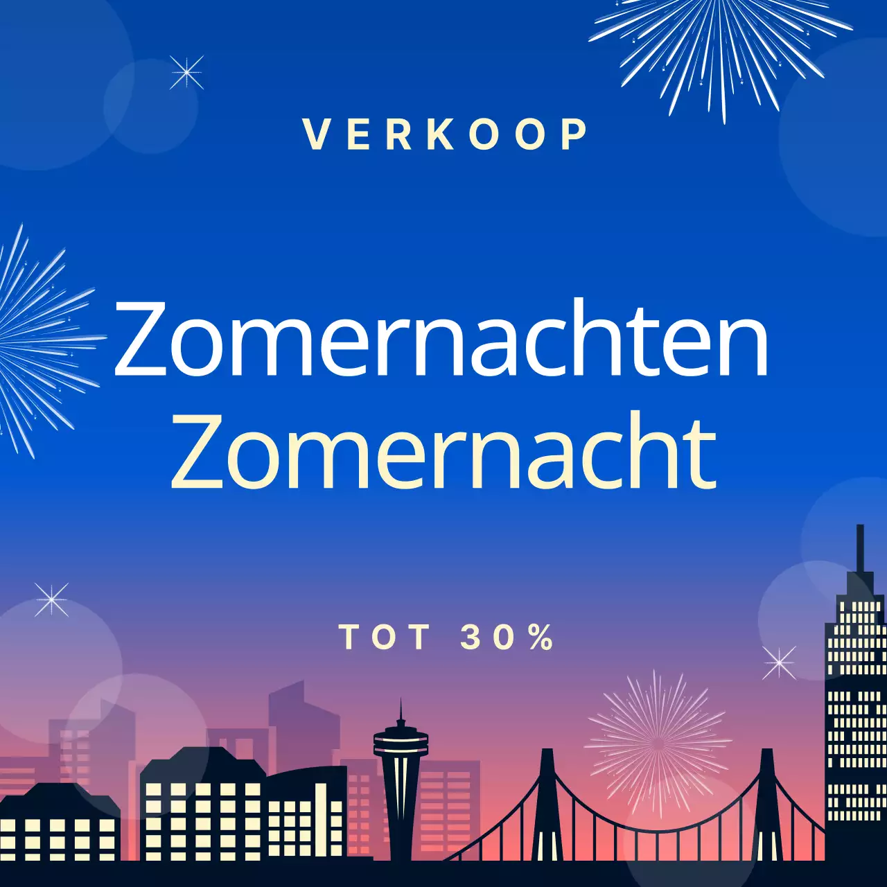 Miniatuuraankondiging voor een trendy zomeravond in paars en roze