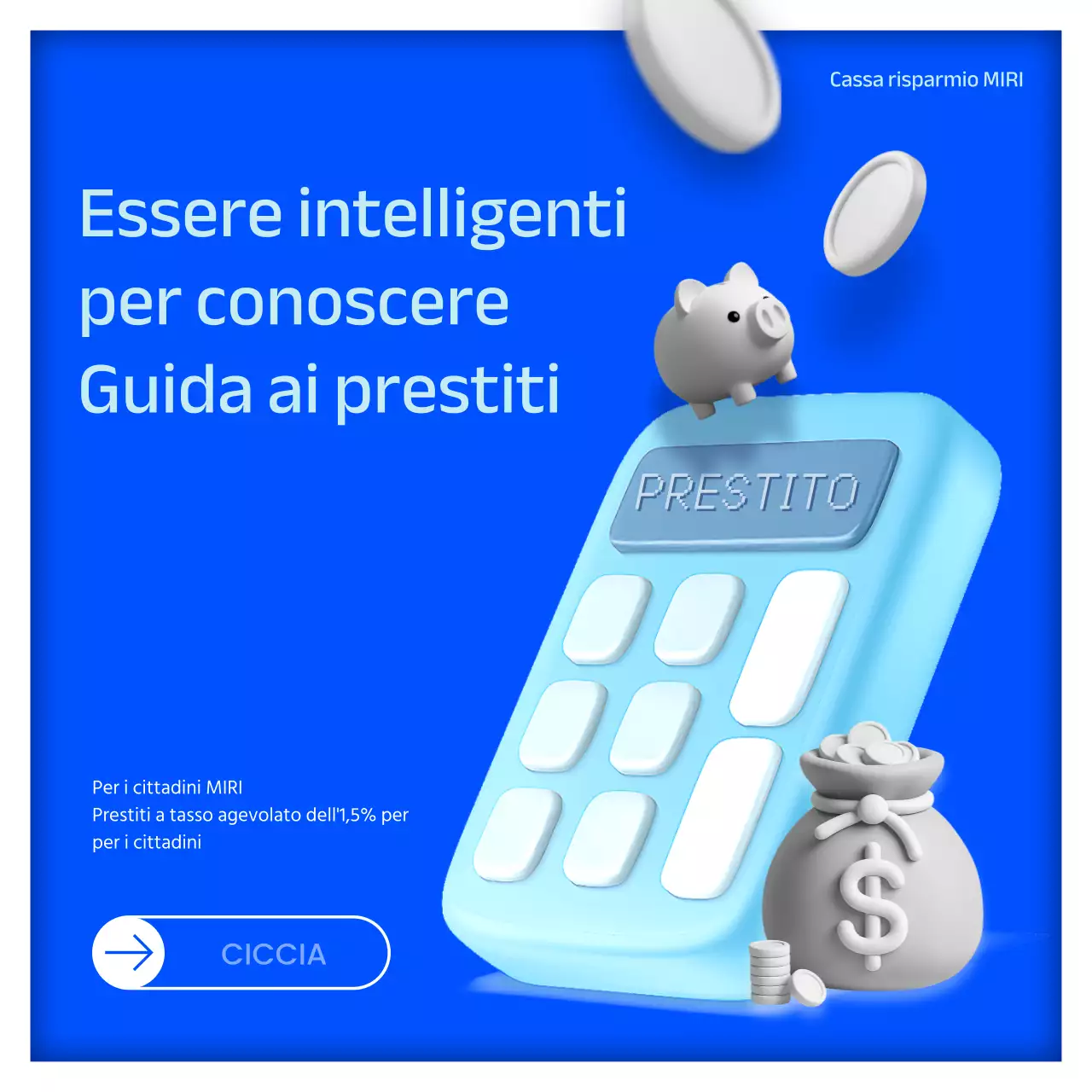 Sui prestiti a basso tasso di interesse con tonalità di blu e bianco