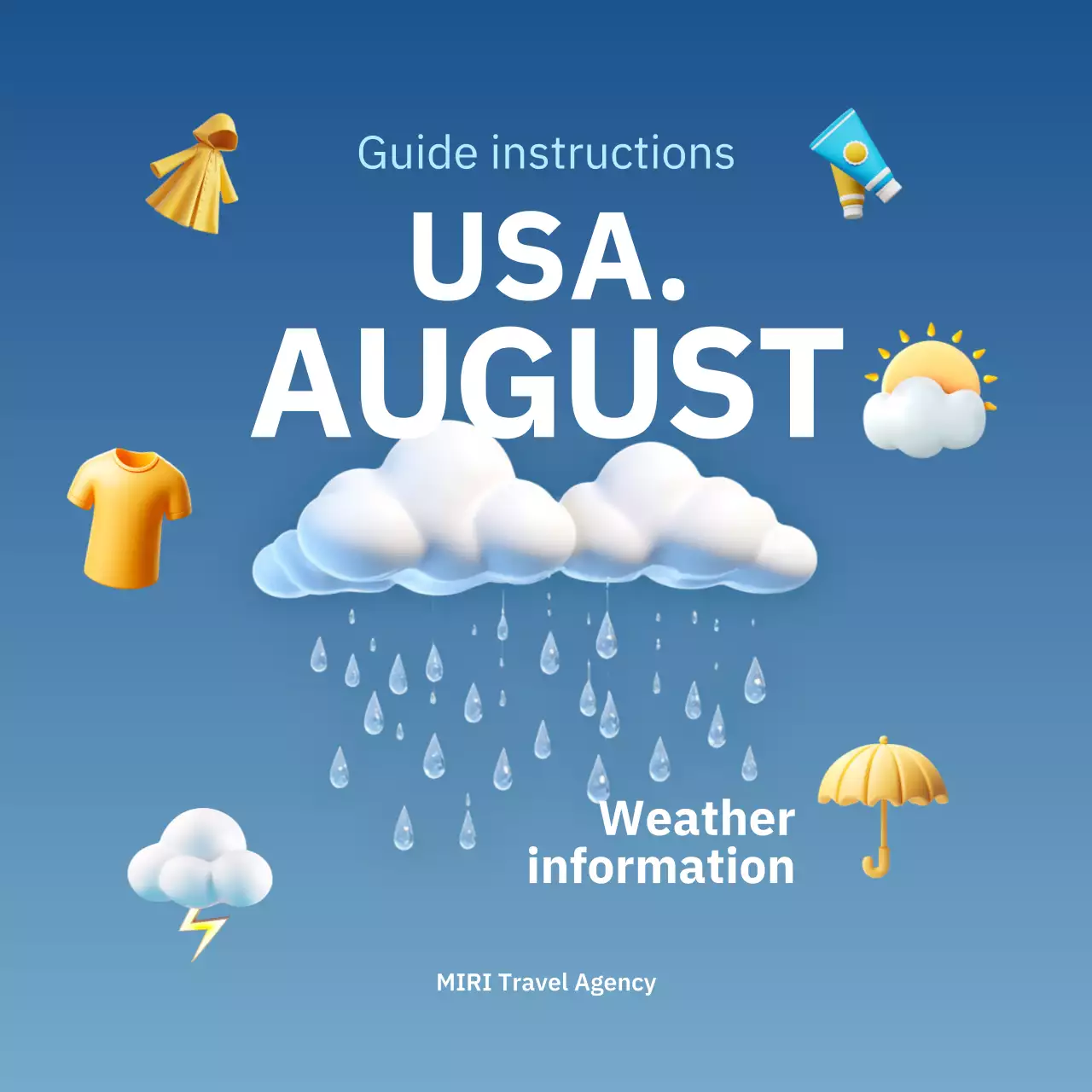 Blue Simple Weather Guide Instagram Carousel
