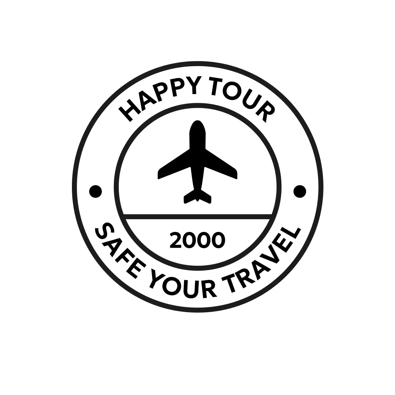 スタンプ型のシンプルな旅行プロモーションロゴ