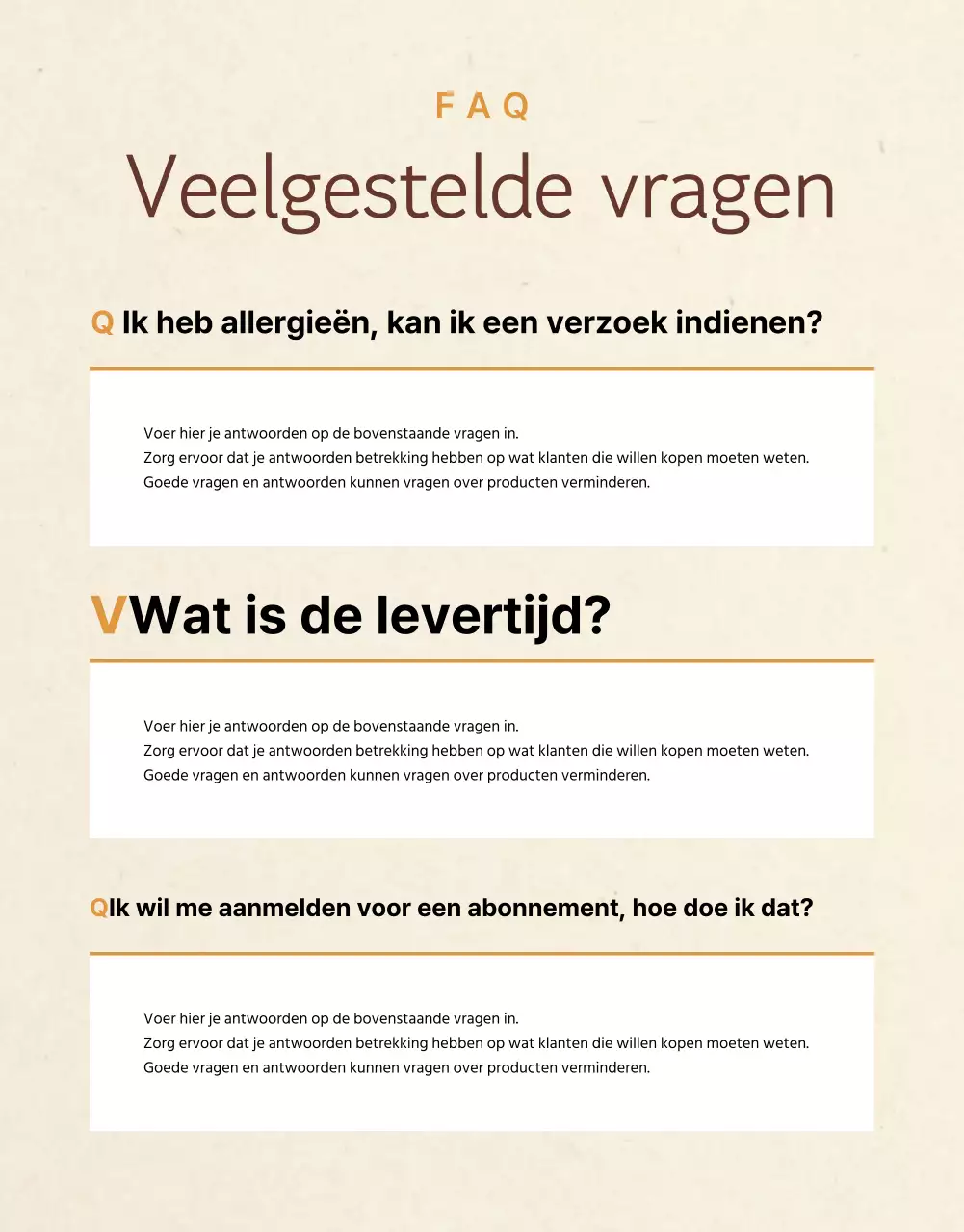 Een traditioneel uitziende bijgerechtenwinkel in beige en oranje promoten