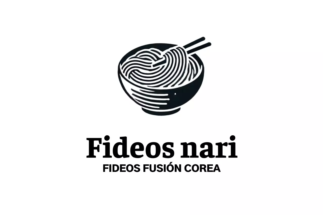 Logotipo de restaurante coreano Noodles con ilustración