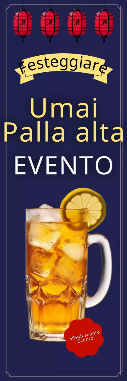 Banner per menu Izakaya highball con sfondo in legno