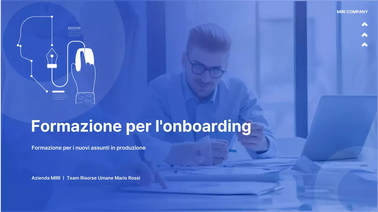 Formazione onboarding semplice in blu