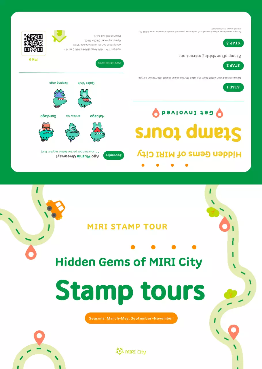 Selebaran tur perangko kota yang lucu