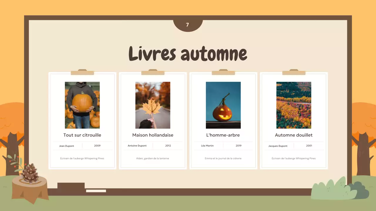 Une sélection de recommandations de livres d'automne en orange et vert