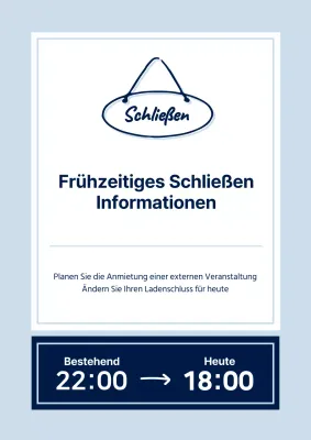 Eine einfache Vorankündigung in Hellblau und Marineblau