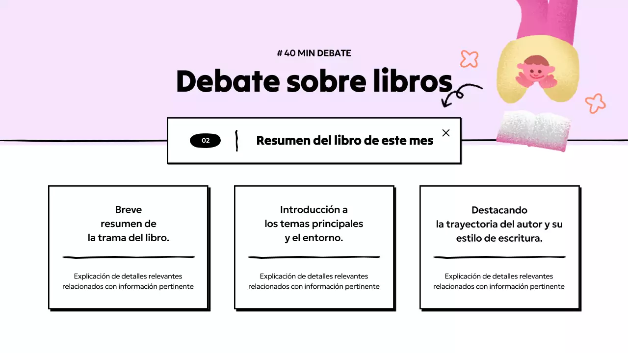 Presentación sencilla de un club de lectura en azul claro y amarillo