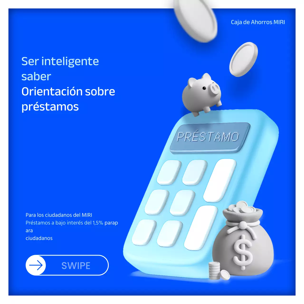 Préstamos a bajo interés con toques de azul y blanco