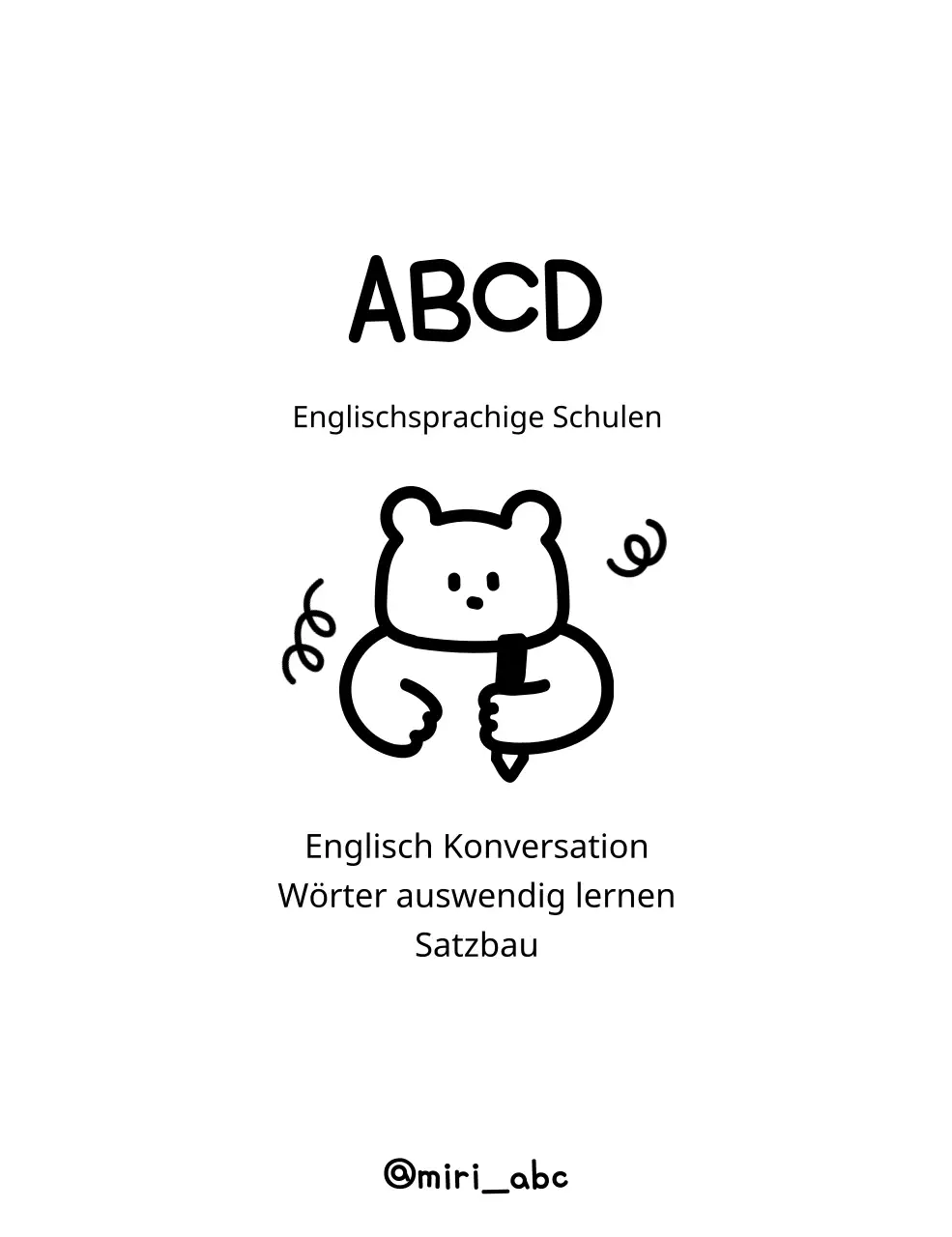 Englische Sprachschule mit niedlichen Teddybär-Illustrationen