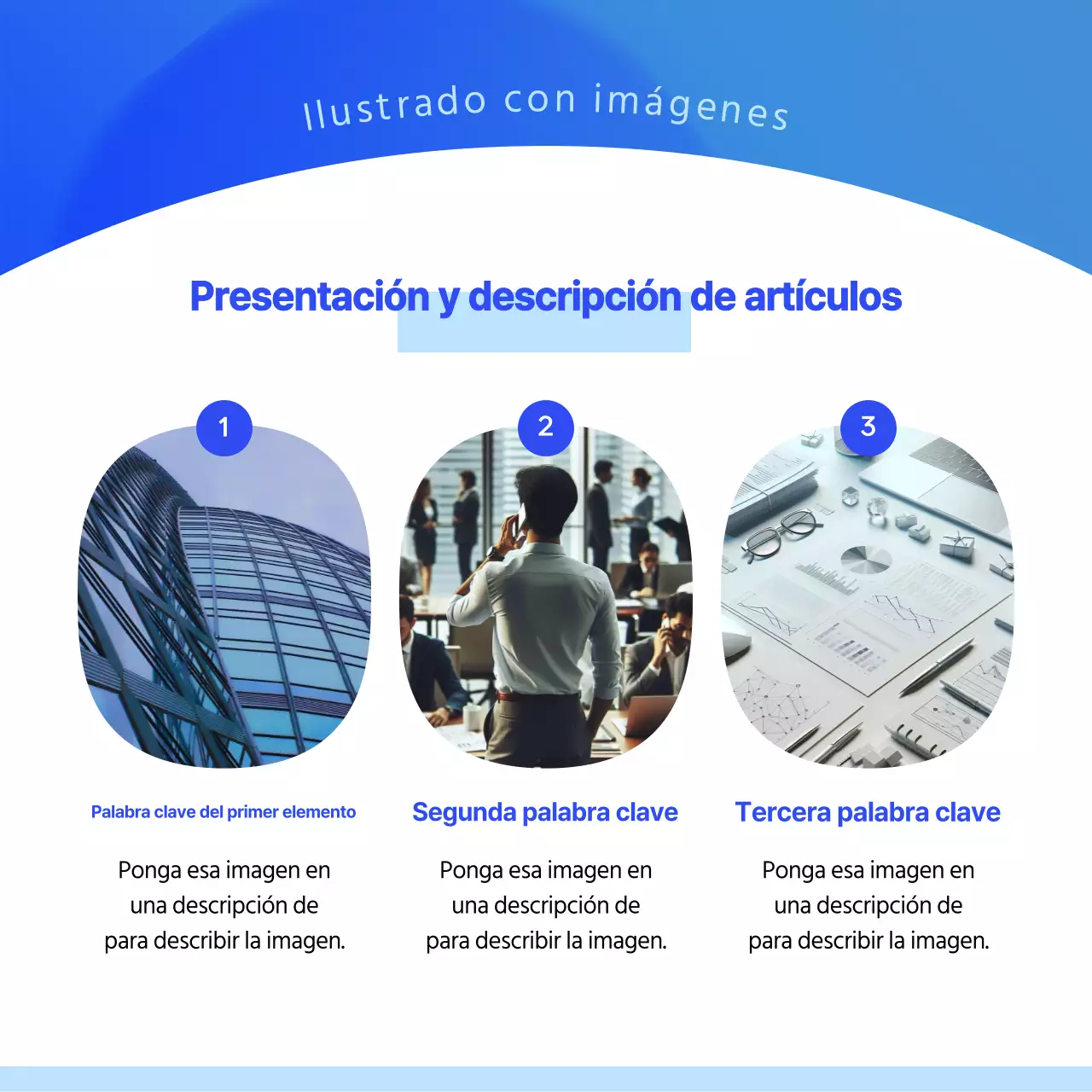 Un sencillo boletín empresarial en azul y blanco