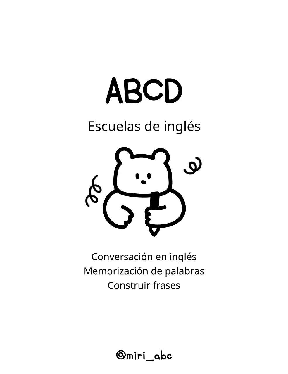 Escuela de inglés con simpáticas ilustraciones de ositos de peluche