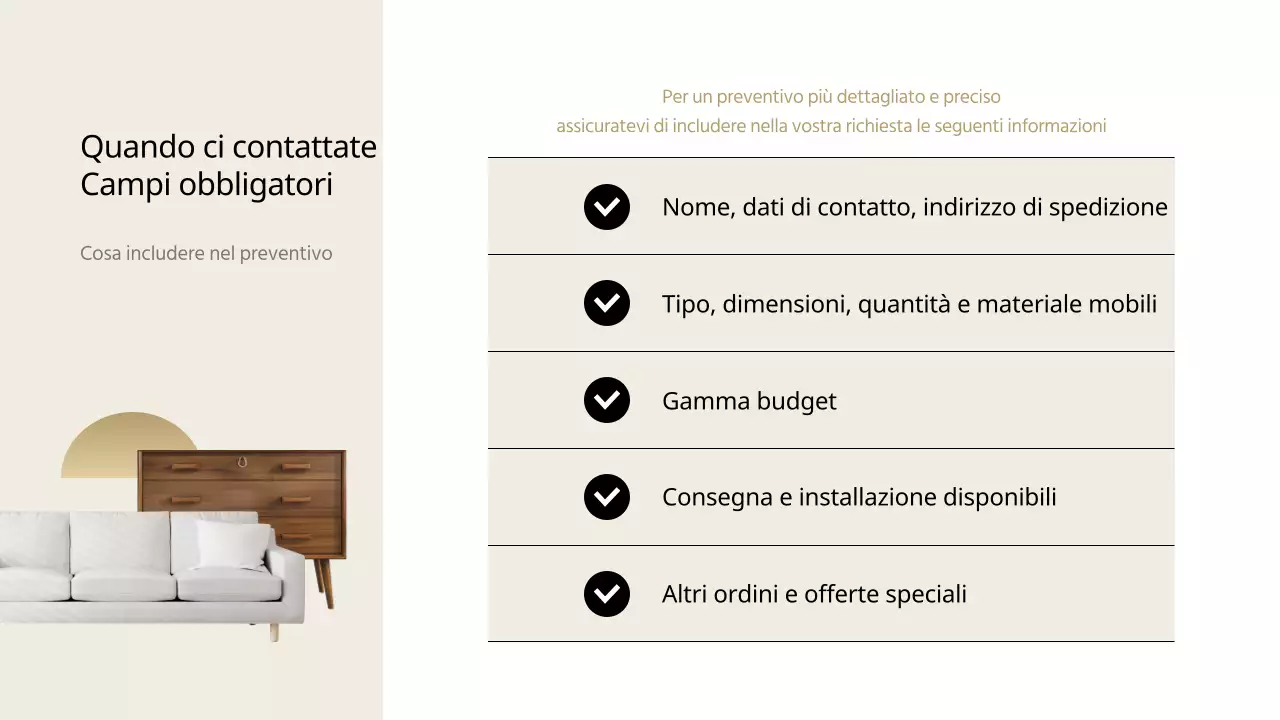 Guida al preventivo per i mobili moderni neri e beige