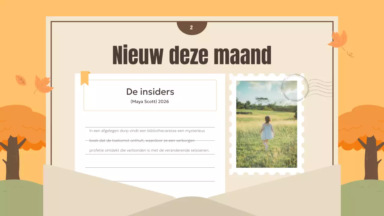 Een selectie van herfstige boekaanbevelingen in oranje en groen